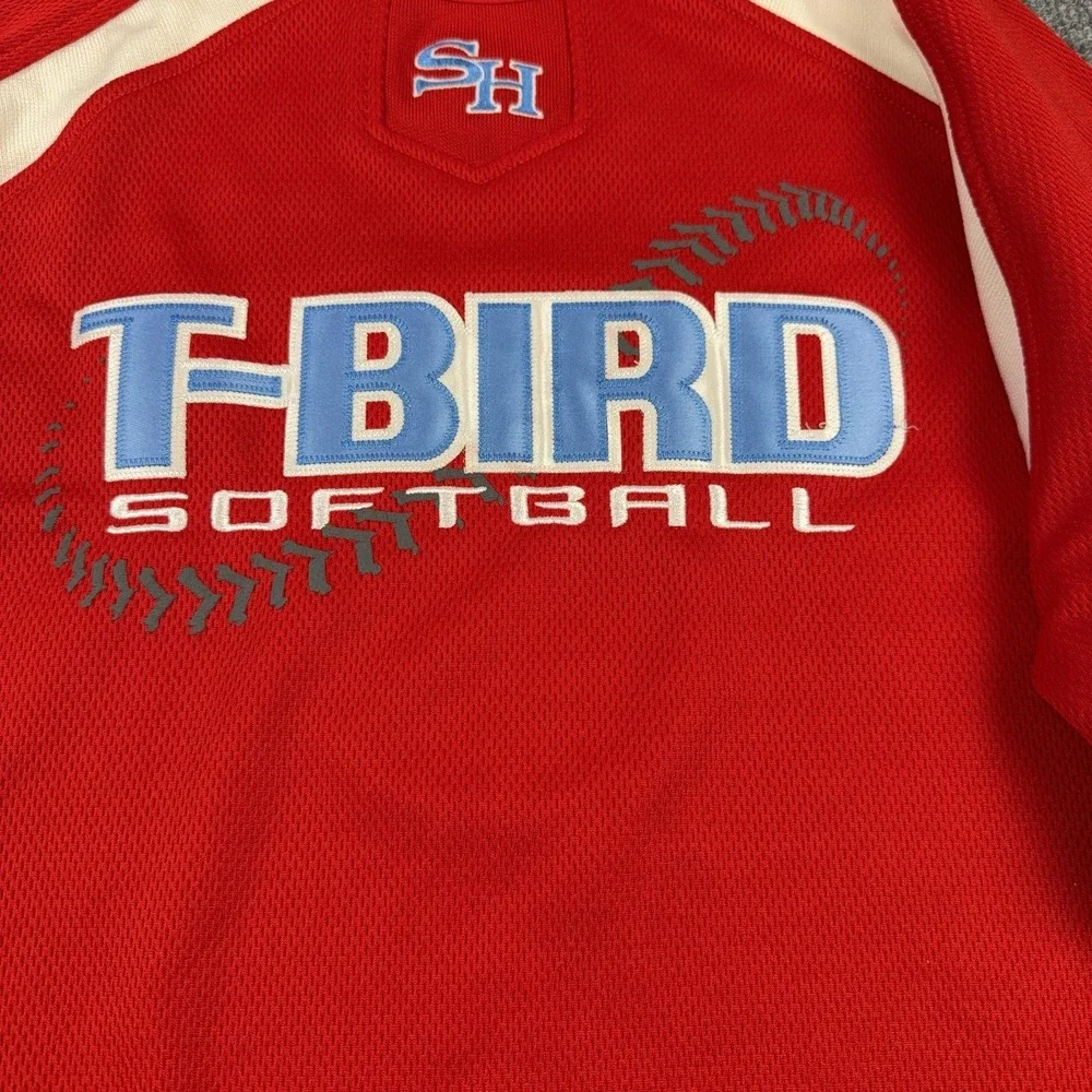 X-Grain Shirt Mens Medium Red T-Bird Softball Baseball Jersey Long Sleeve 6